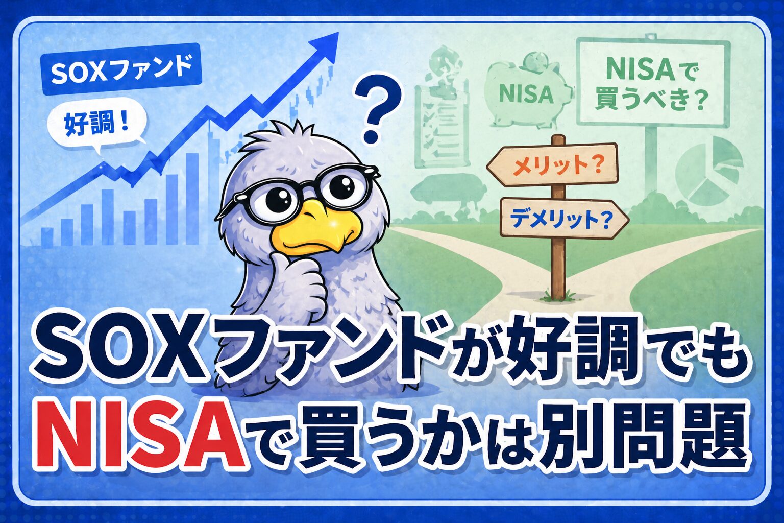 SOXファンドが好調でも、NISAで買うかは別問題だという考えをテーマにした記事のアイキャッチ画像