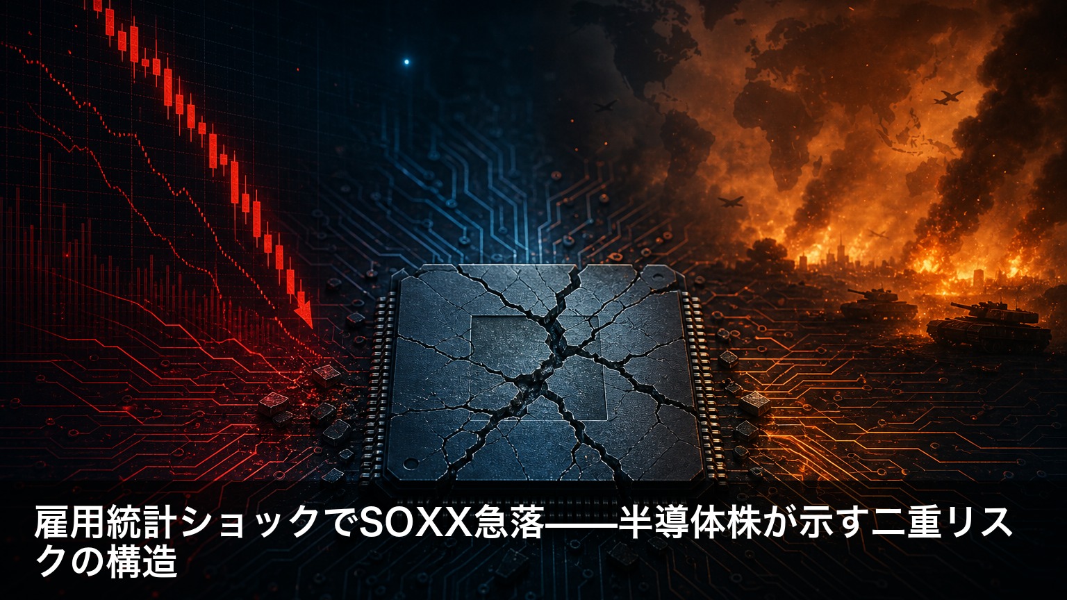 雇用統計ショックでSOXX急落——半導体株が示す二重リスクの構造